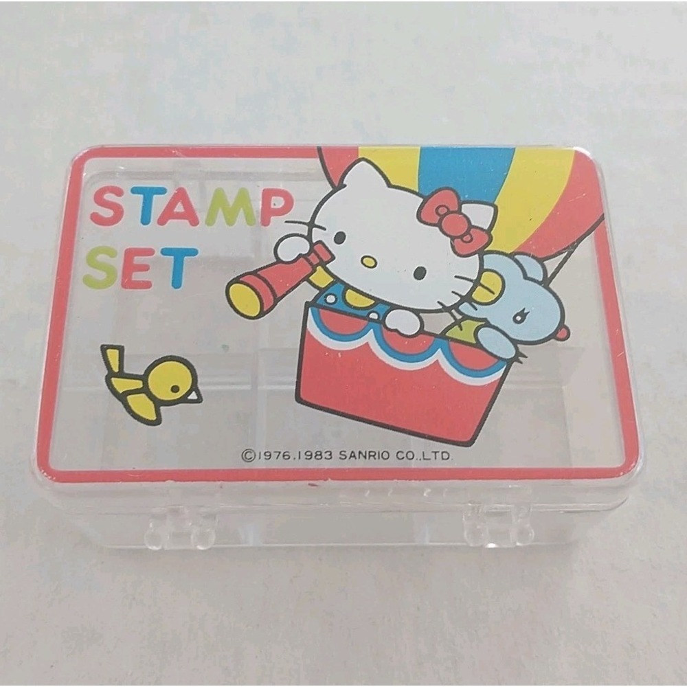 Vintage Sanrio Hello Kitty Trinket Box  1976 1983 Primary Color Block Decor